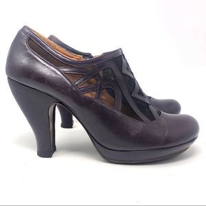 Chie Mihara Eggplant Leather Mesh Top Heels EU 41 Dark Academia, Witchy